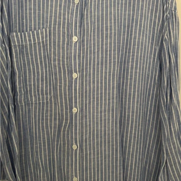 Zara Blue Striped Casual Button Down Dress - Picture 2 of 4